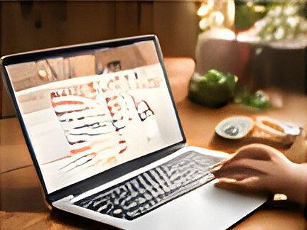 Hands typing on a laptop